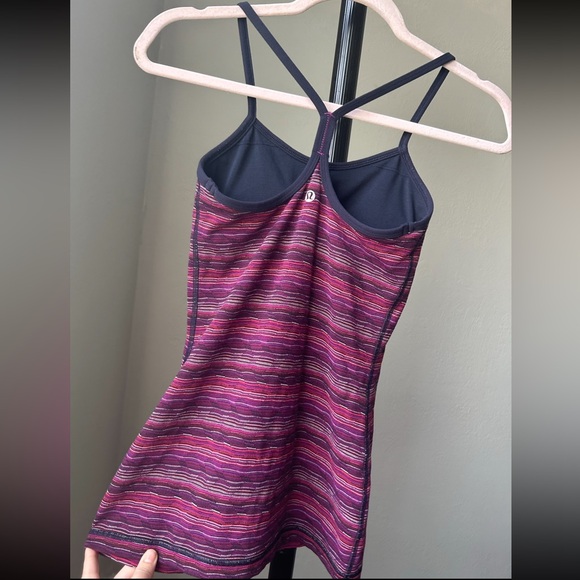 Lululemon Power Y Bra Tank Top | EUC Size 4 Red/Purple Multi stripe - Picture 5 of 7